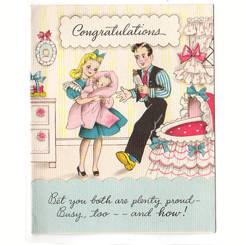 Baby Nursery Vintage 1940s Used Hallmark New Baby Congratulations Greeting Card - Avid Vintage