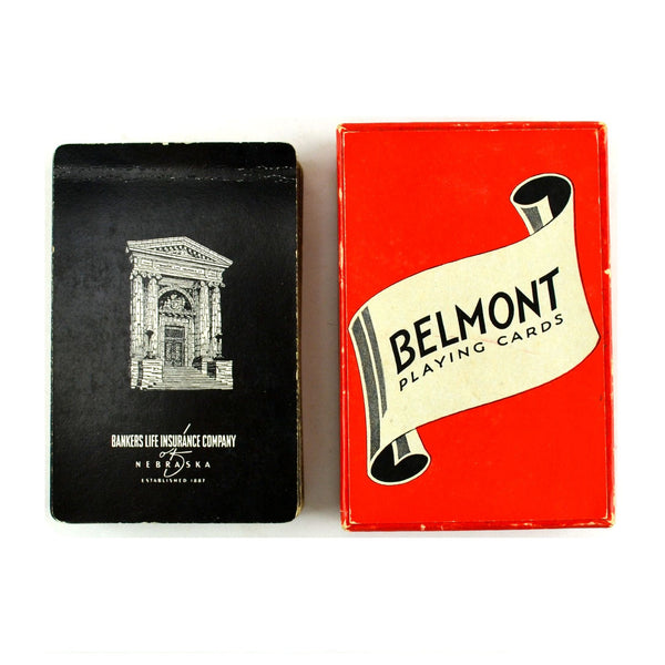 Vintage Bankers Life Insurance Co of Nebraska 1940s Belmont Advertising Playing Cards Deck - Avid Vintage