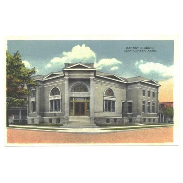 Vintage 1910s Clay Center Kansas Postcard Baptist Church Unused - Avid Vintage