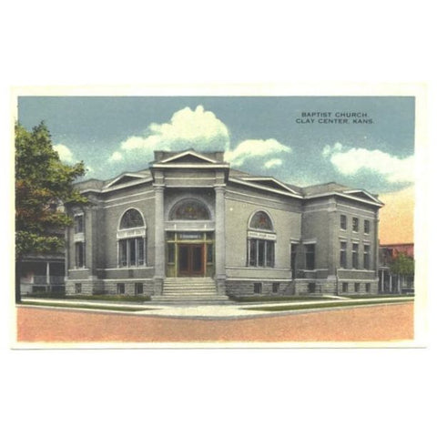 Vintage 1910s Clay Center Kansas Postcard Baptist Church Unused - Avid Vintage
