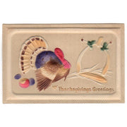 Bas Relief Turkey Wishbone Ear of Corn Antique Thanksgiving Postcard - Avid Vintage