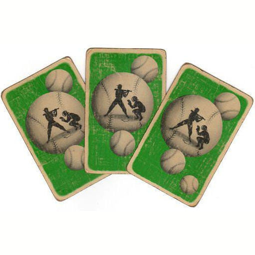 Vintage 1950s Baseball Playing Cards Lot of 3 Green Scrapbook Ephemera - Avid Vintage