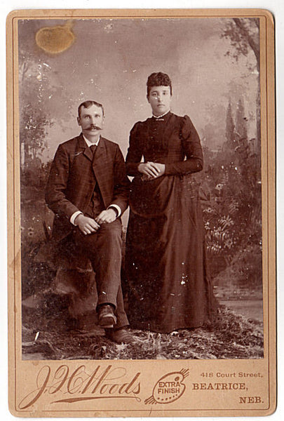 Antique Beatrice Nebraska Photo 1890's Cabinet Photograph J H Woods Photographer - Avid Vintage