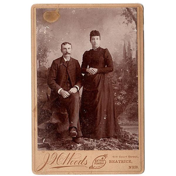 Antique Beatrice Nebraska Photo 1890's Cabinet Photograph J H Woods Photographer - Avid Vintage