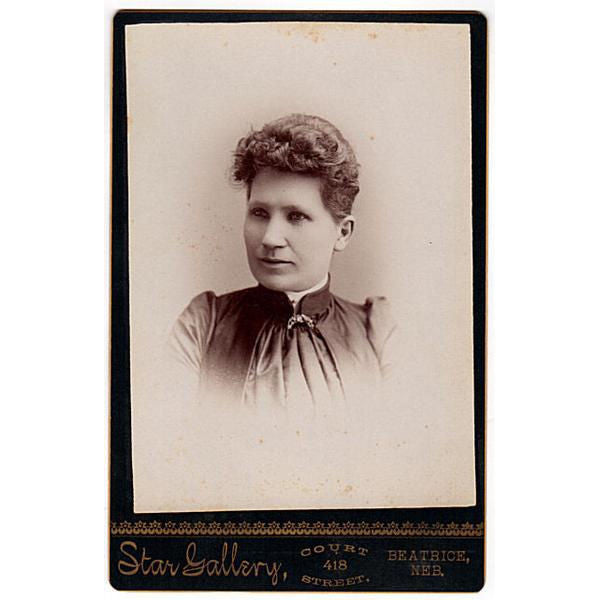 Antique Beatrice Nebraska Cabinet Card Photo Woman Curly Hair - Avid Vintage