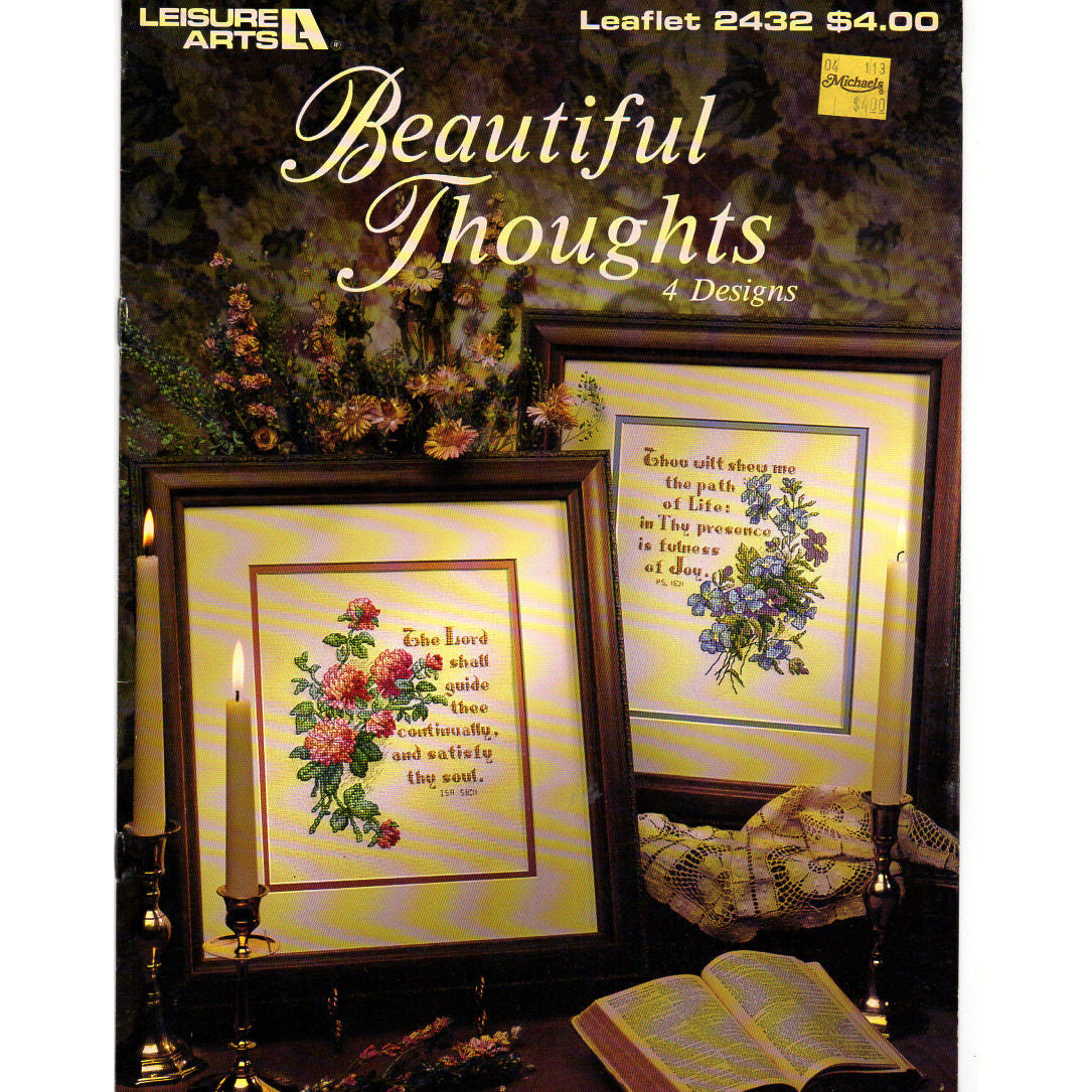 Beautiful Thoughts 4 Designs 1993 Leisure Arts Counted Cross Stitch Pattern Book 2432 - Avid Vintage
