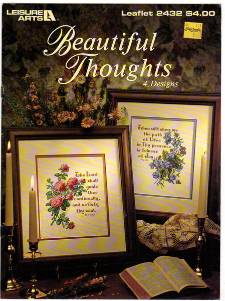 Beautiful Thoughts 4 Designs 1993 Leisure Arts Counted Cross Stitch Pattern Book 2432 - Avid Vintage