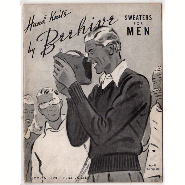 Vintage 1942 Knitting Patterns Book Hand Knits by Beehive Sweaters for Men No. 123 - Avid Vintage