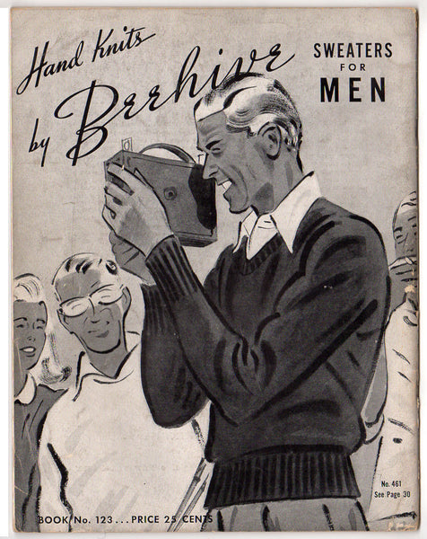 Vintage 1942 Knitting Patterns Book Hand Knits by Beehive Sweaters for Men No. 123 - Avid Vintage