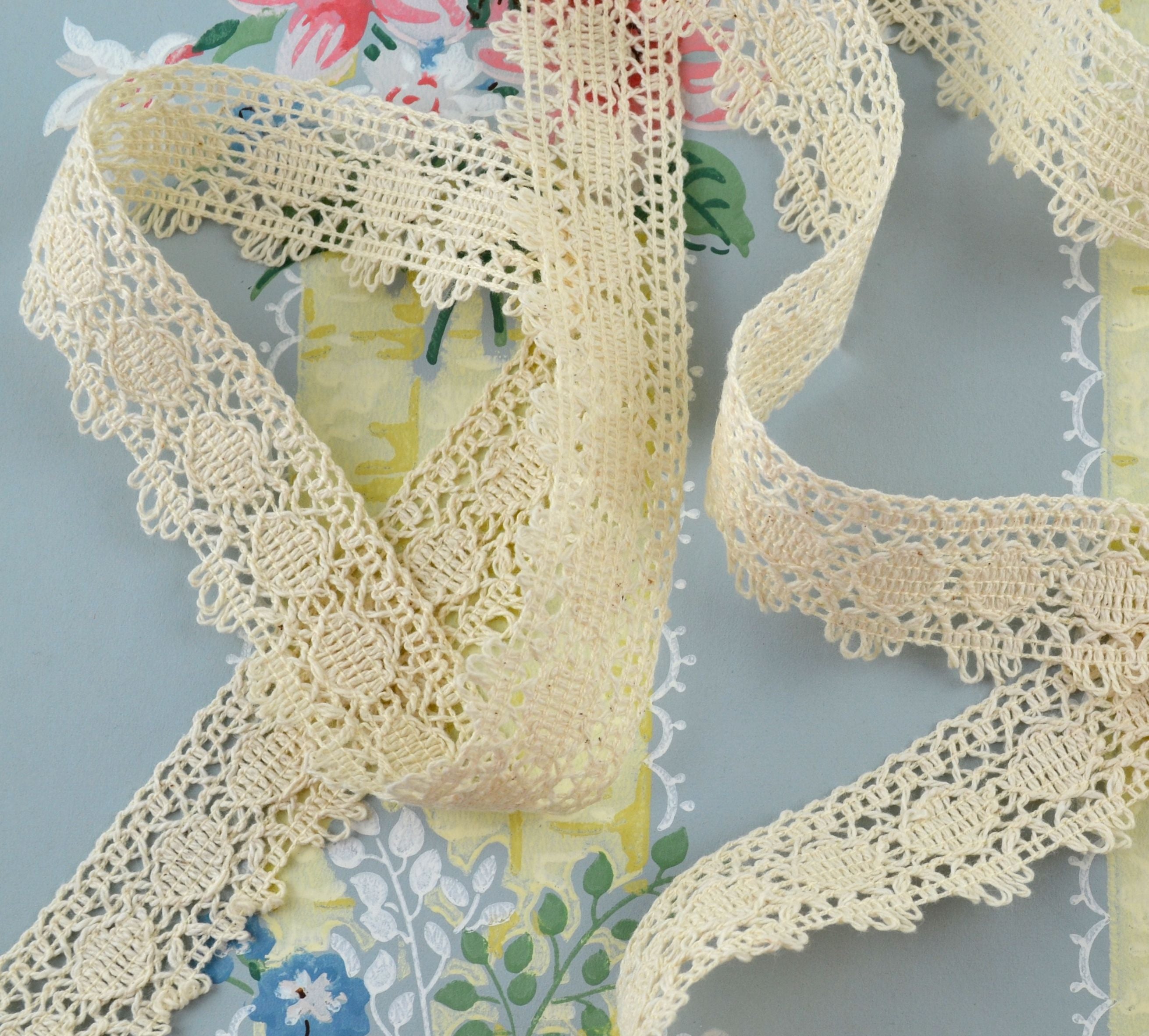 2 Yards Beige Model Lace Soft Yardage - Avid Vintage