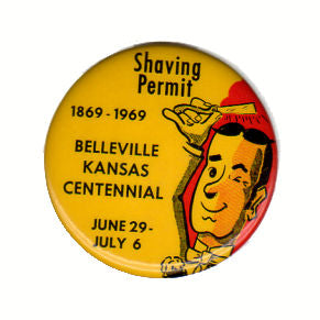 Vintage Metal Pinback Button 1969 Belleville Kansas Centennial Souvenir Shaving Permit - Avid Vintage