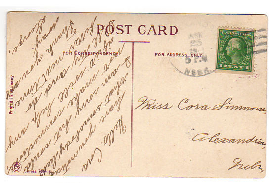 Vintage Victorian Postcard Best Wishes Green Feathers Purple Violets - Avid Vintage