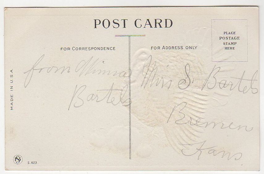 Big Turkey Little Girl and Pumpkins Antique 1910s Thanksgiving Day Postcard - Avid Vintage