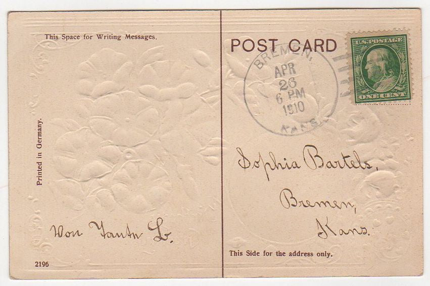Birthday Greetings Old Vintage Postcard Roses Morning Glory Water Scene - Avid Vintage