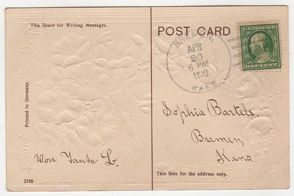 Birthday Greetings Old Vintage Postcard Roses Morning Glory Water Scene - Avid Vintage