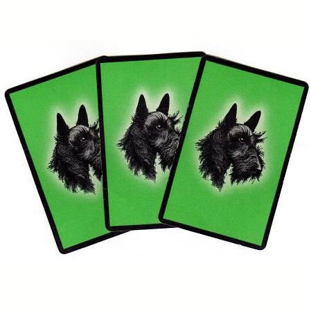 Vintage 1950s Black Scotty Dog Playing Cards Lot of 3 Green Background - Avid Vintage