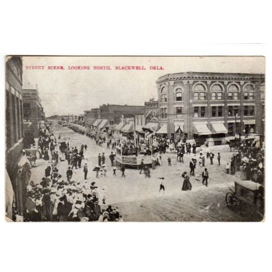 Blackwell Oklahoma Antique 1900s Postcard Downtown Buildings Street Scene - Avid Vintage