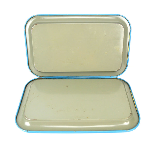 Vintage Metal Serving Trays Blue and Cream Floral and Woman in Bonnet Set of 3 - Avid Vintage