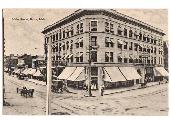 Antique 1910s Boise Idaho Main Street Town View Postcard Horse Drawn Wagon - Avid Vintage