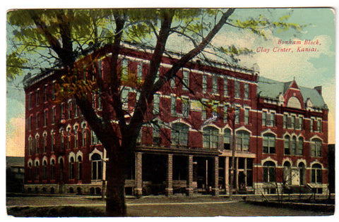 Vintage Clay Center Kansas 1910s Postcard Bonham Block Down Town Store Front - Avid Vintage