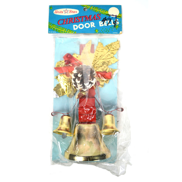 Vintage Brite Star Christmas Door Bells Decoration New in Package Red Ribbon Gold Leaves - Avid Vintage