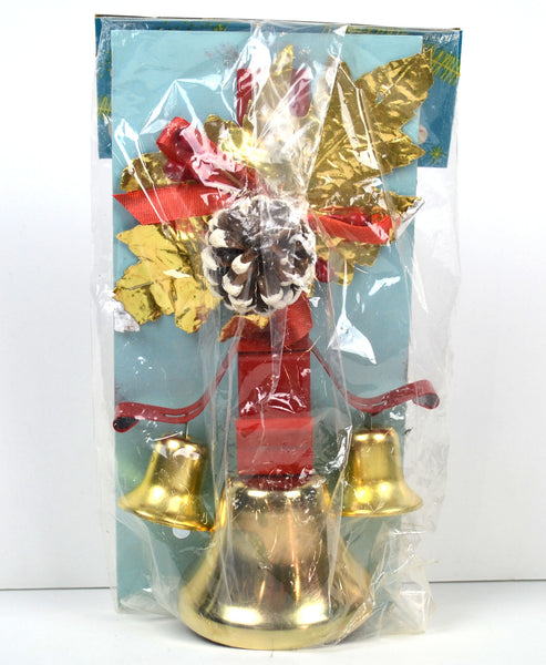 Vintage Brite Star Christmas Door Bells Decoration New in Package Red Ribbon Gold Leaves - Avid Vintage