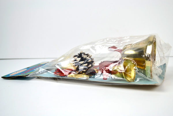 Vintage Brite Star Christmas Door Bells Decoration New in Package Red Ribbon Gold Leaves - Avid Vintage