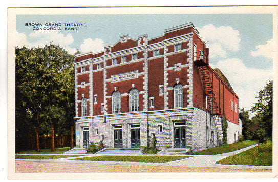 Vintage Concordia Kansas Postcard  Brown Grand Theatre 1910s Down Town View - Avid Vintage
