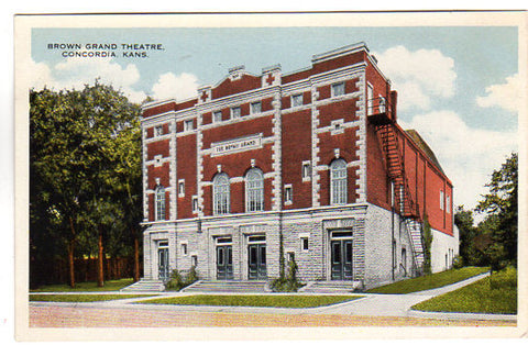 Vintage Concordia Kansas Postcard  Brown Grand Theatre 1910s Down Town View - Avid Vintage