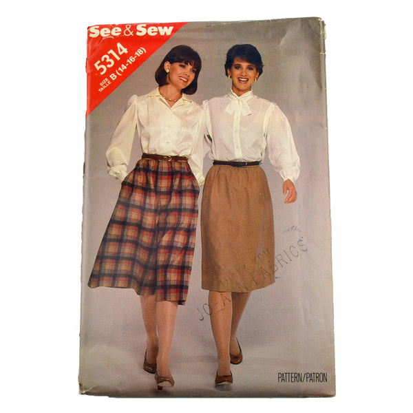 Butterick 5314 Womens Skirt Culottes Vintage 1980s See & Sew Sewing Pattern - Avid Vintage