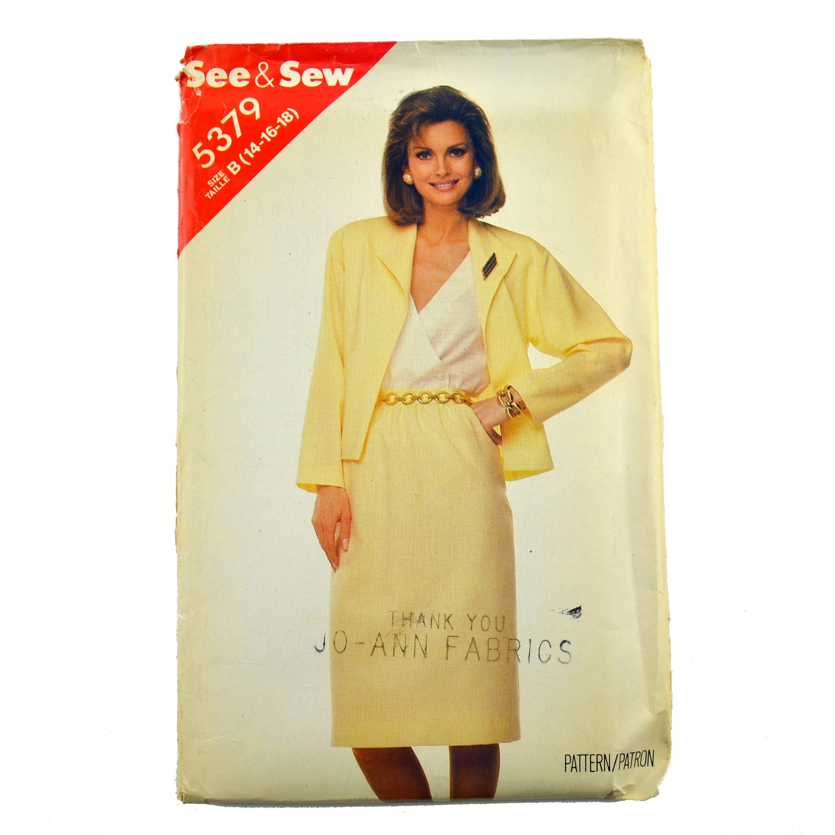 Vintage Butterick 5379 Misses Jacket Skirt Blouse 1985 Womens Sewing Pattern - Avid Vintage