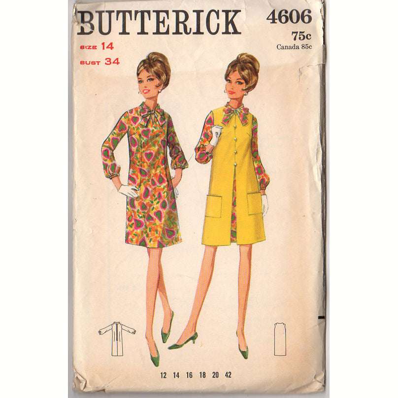 Vintage Butterick 4606 Sewing Pattern 1960s Ladies Coat and Dress Bust 34 - Avid Vintage