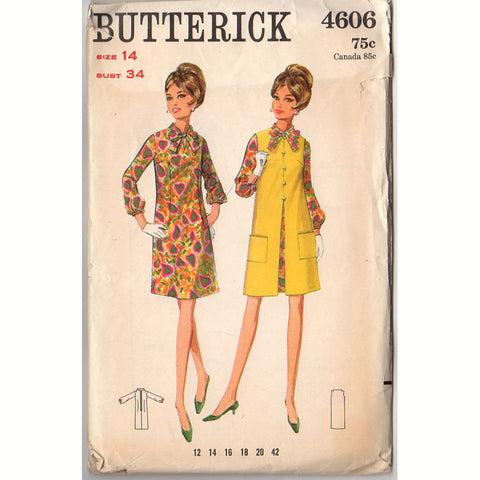 Vintage Butterick 4606 Sewing Pattern 1960s Ladies Coat and Dress Bust 34 - Avid Vintage