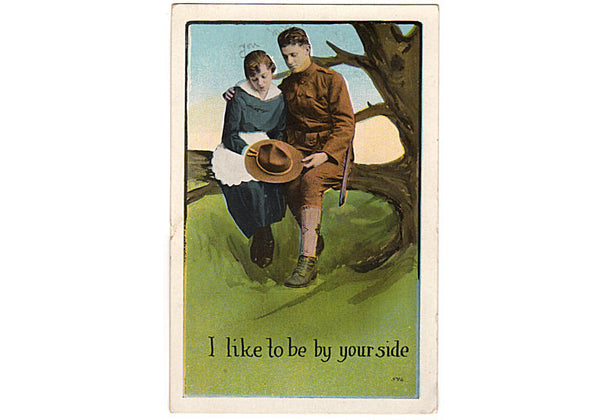Vintage Lovers Postcard WWI Soldier in Uniform - Avid Vintage