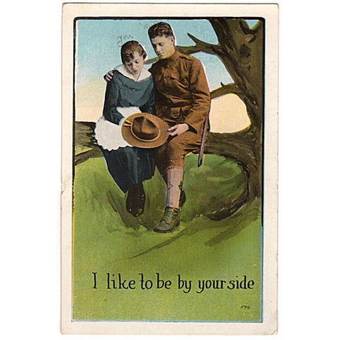 Vintage Lovers Postcard WWI Soldier in Uniform - Avid Vintage
