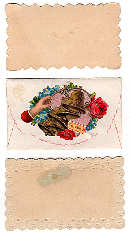 3 Antique Victorian Hidden Name Calling Cards Die Cut - Avid Vintage