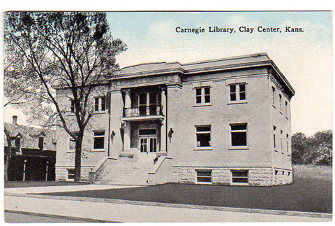 Vintage 1910s Carnegie Library Clay Center Kansas Postcard - Avid Vintage