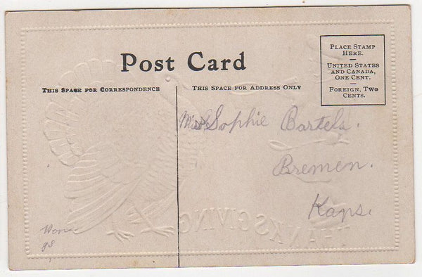 Chef Cook and Huge Turkey Old Antique Thanksgiving Day Postcard - Avid Vintage