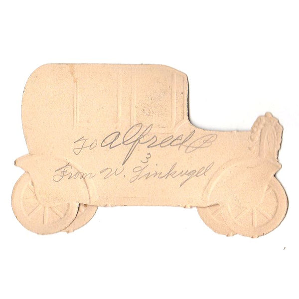 Children in Antique Car Vintage Valentine Card Chauffeur Driving Girl - Avid Vintage