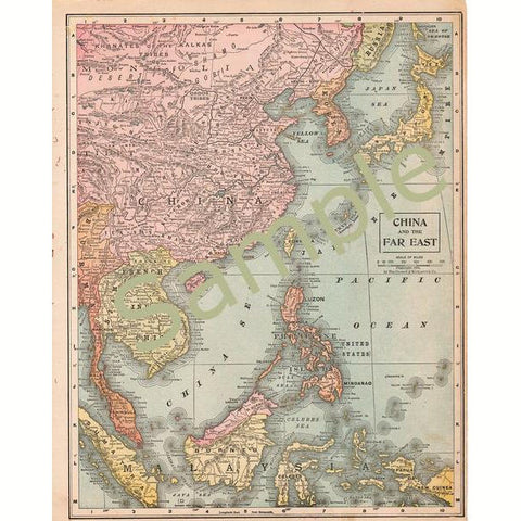Printable Antique 1899 Map of China Instant Digital Download - Avid Vintage