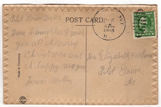 Heavily Embossed Antique 1910s Merry Christmas Postcard Birdhouse Gold Bells - Avid Vintage