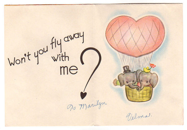 Vintage Circus Elephant Valentine Card 1940s Greeting Standing on Ball Doubl-Glo - Avid Vintage