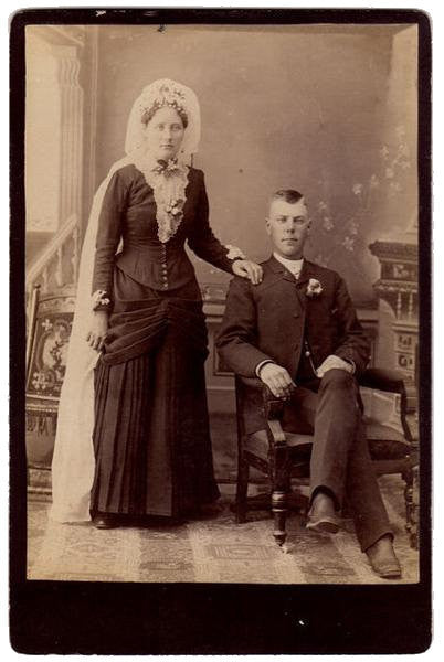 Antique Wedding Photo Clay Center Kansas Identified as John and Caroline Forslund - Avid Vintage