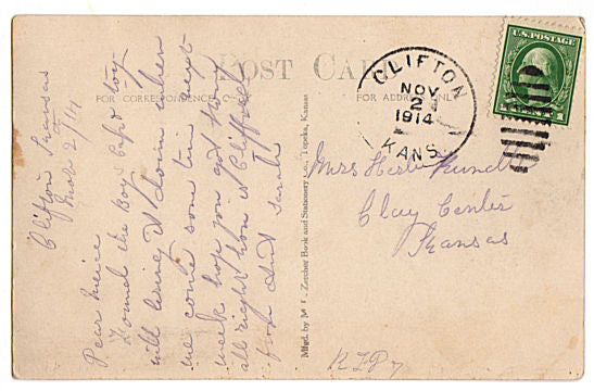 Vintage Clifton Kansas Real Photo Postcard Baptist Church 1914 RPPC - Avid Vintage