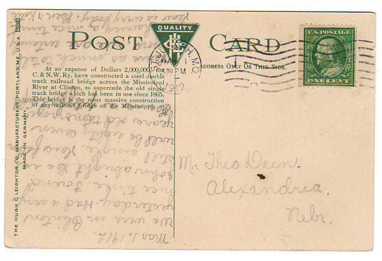 Vintage 1910s Clinton Iowa Postcard C. & N.W. Double Track Railroad Bridge - Avid Vintage