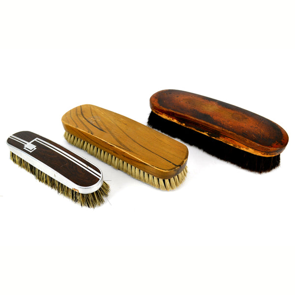 Vintage Clothes Brush Lot of 2 and 1 Wood Handle Shoe Shine Brush - Avid Vintage
