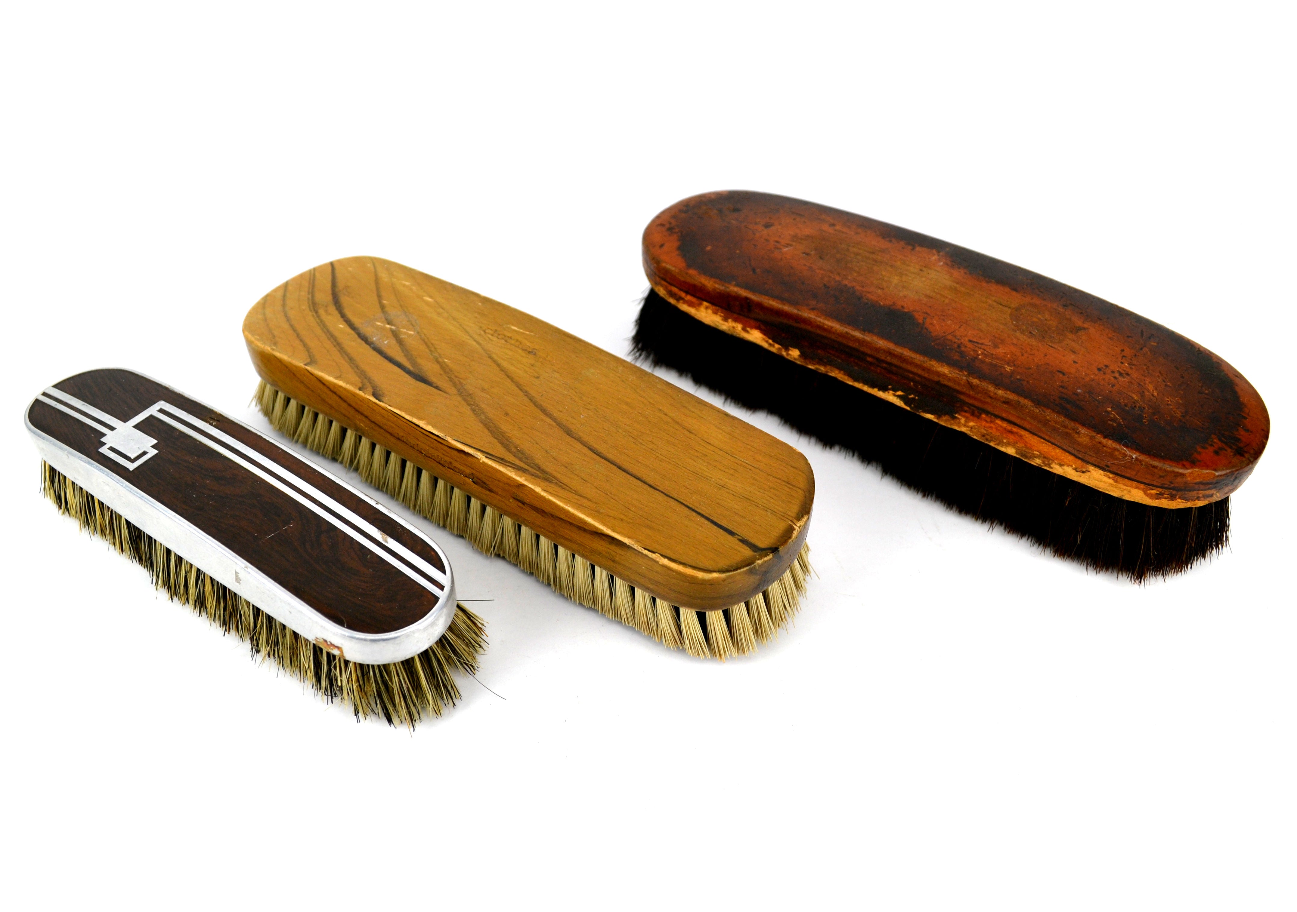 Vintage Clothes Brush Lot of 2 and 1 Wood Handle Shoe Shine Brush - Avid Vintage