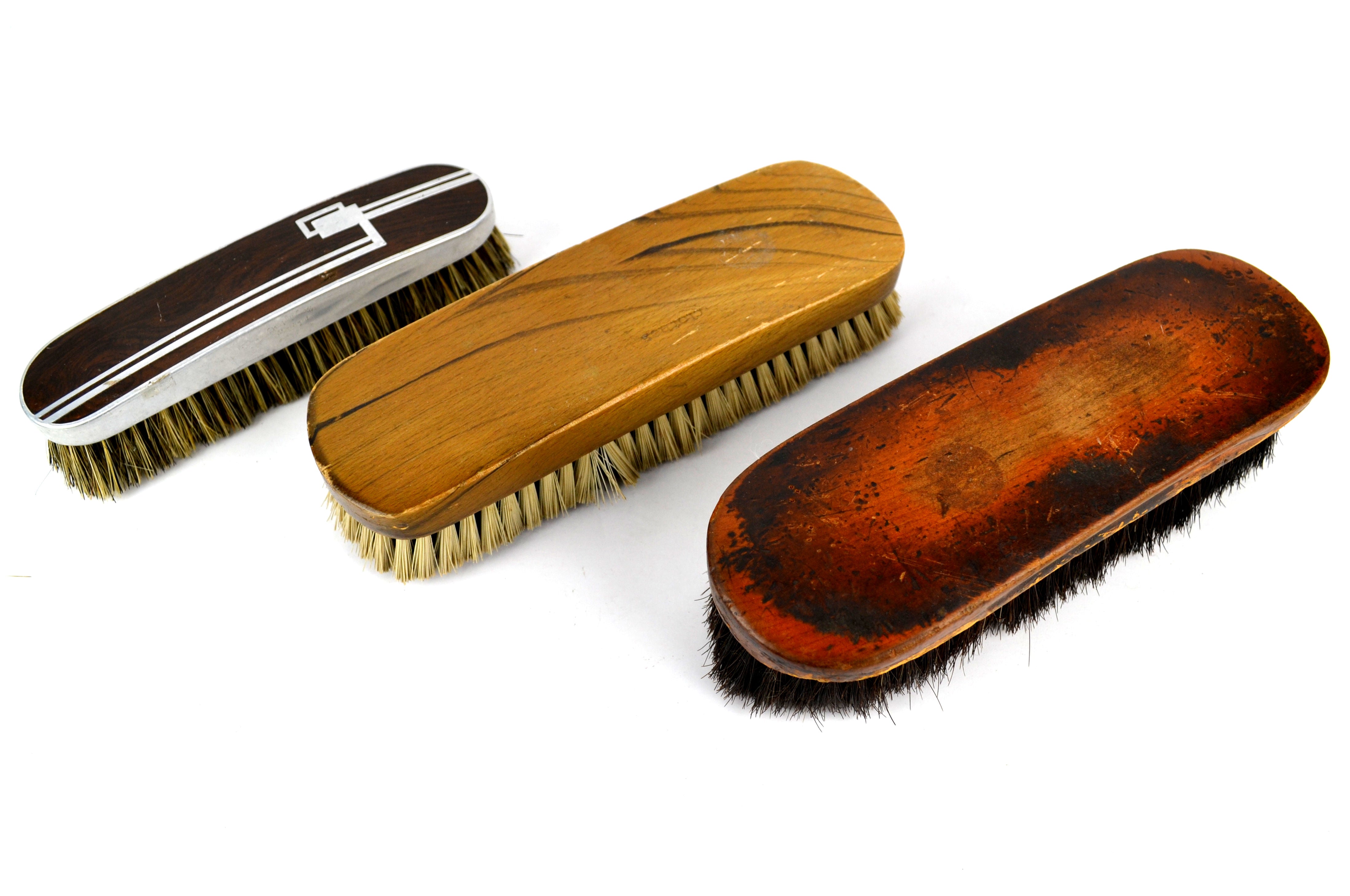 Vintage Clothes Brush Lot of 2 and 1 Wood Handle Shoe Shine Brush - Avid Vintage