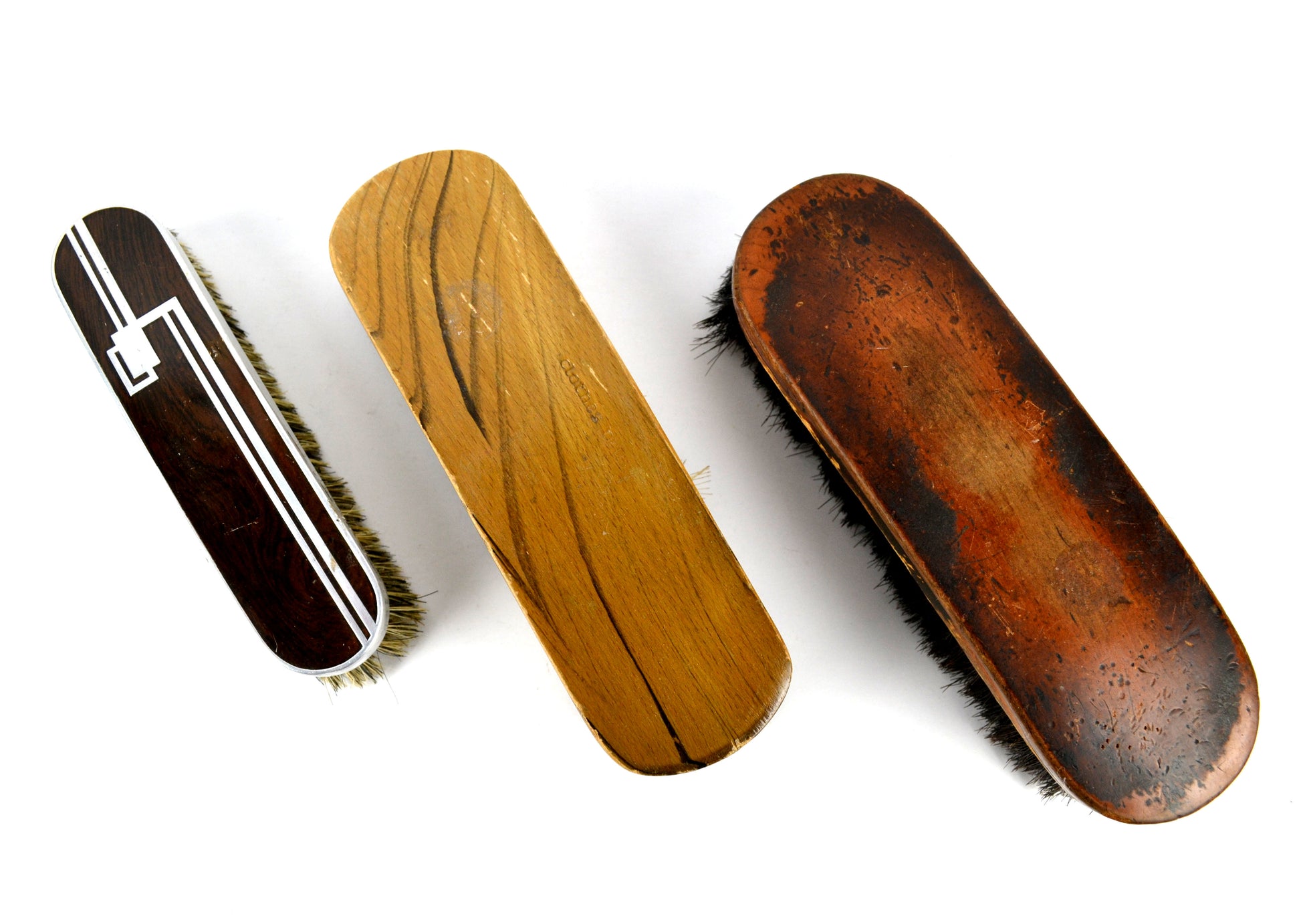 Vintage Clothes Brush Lot of 2 and 1 Wood Handle Shoe Shine Brush - Avid Vintage