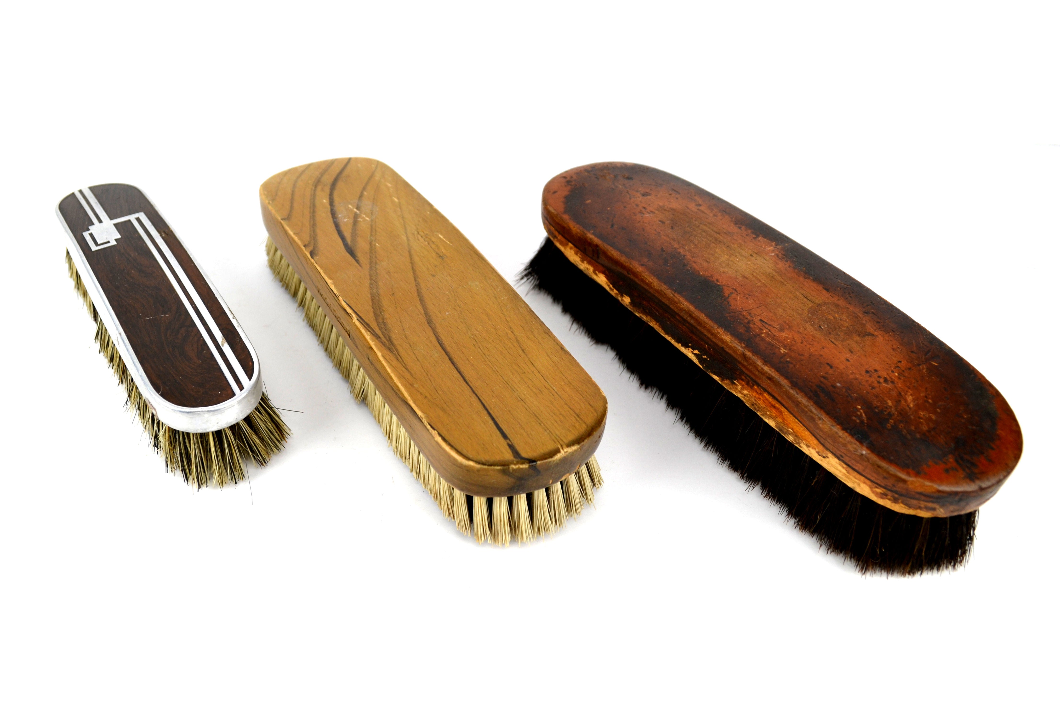 Vintage Clothes Brush Lot of 2 and 1 Wood Handle Shoe Shine Brush - Avid Vintage